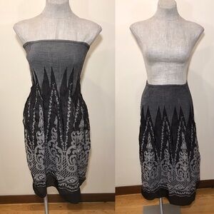 Y2K Lapis Paisley Lace Print Brocade Convertible Dress Skirt Black Gray One Size